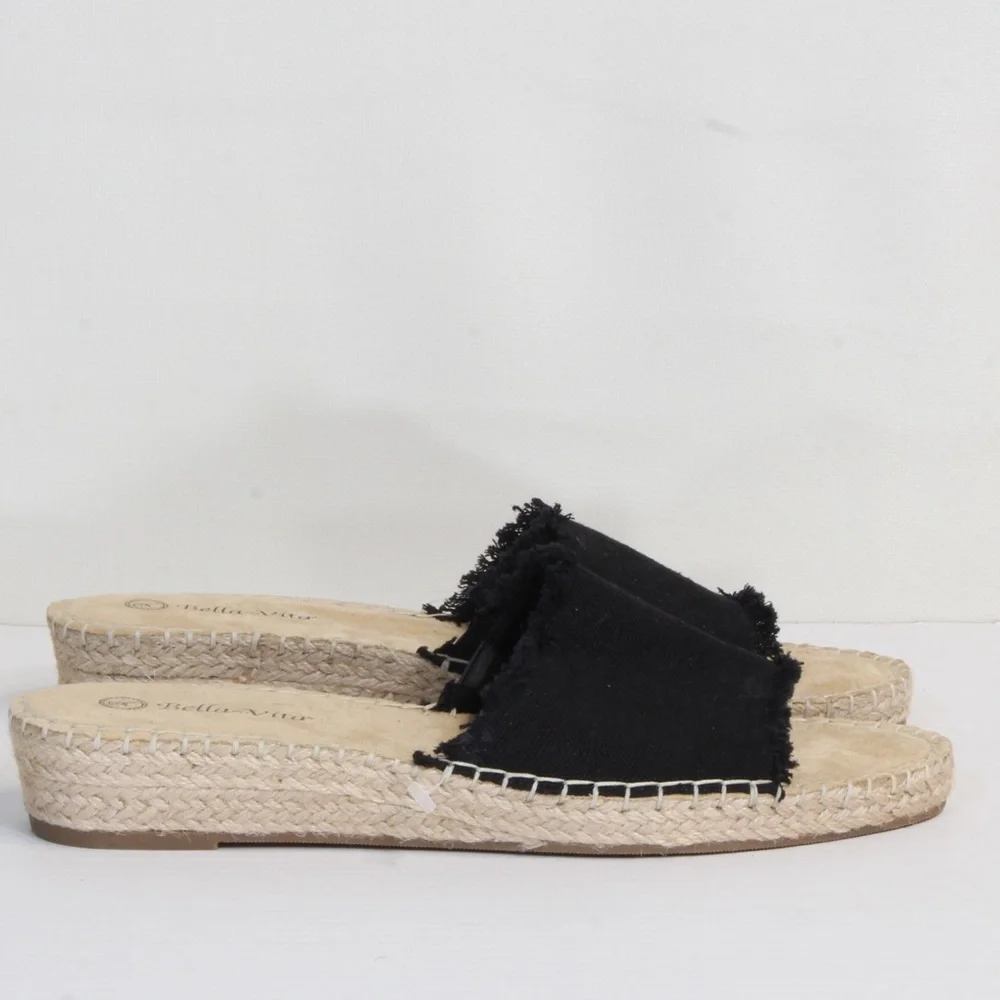 Bella Vita Women's Black Cher II Espadrille Slide NWOT